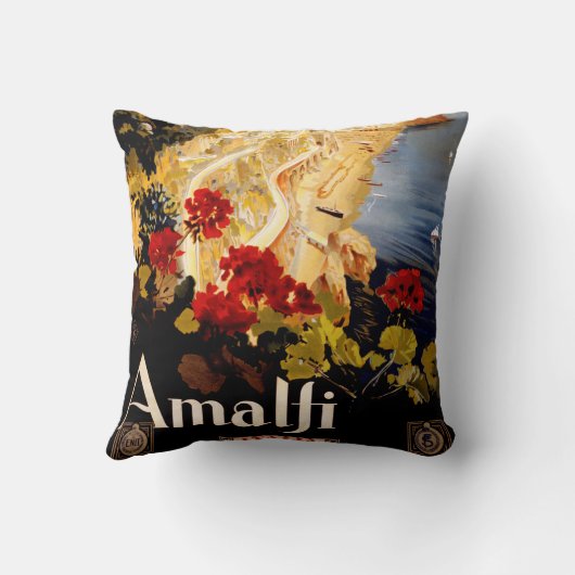 Amalfiイタリア旅行ポスターアートグラフィック クッション (裏面)