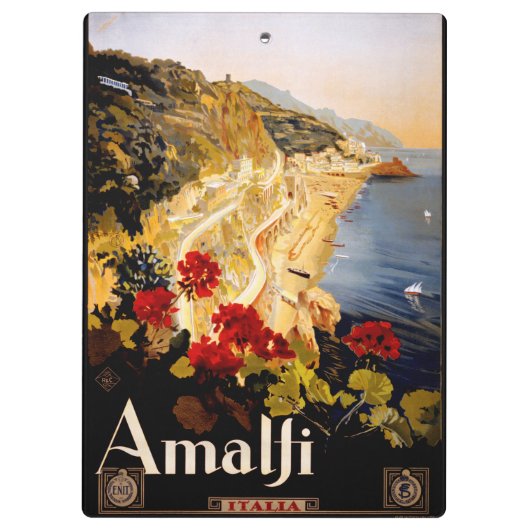 Amalfiイタリア旅行ポスターアートグラフィック クリップボード (裏面)