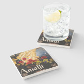 Amalfiイタリア旅行ポスターアートグラフィック ストーンコースター (横)