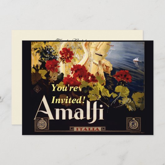 Amalfiイタリア旅行ポスターアートグラフィック 招待状 (正面/裏面)