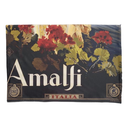 Amalfiイタリア旅行ポスターアートグラフィック 枕カバー (正面)