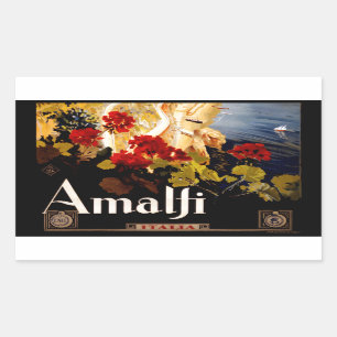 Amalfiイタリア旅行ポスターアートグラフィック 長方形シール