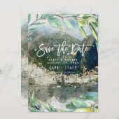 Amalfiイタリアolives結婚式は日付カードを保存 サンキューカード (正面/裏面)