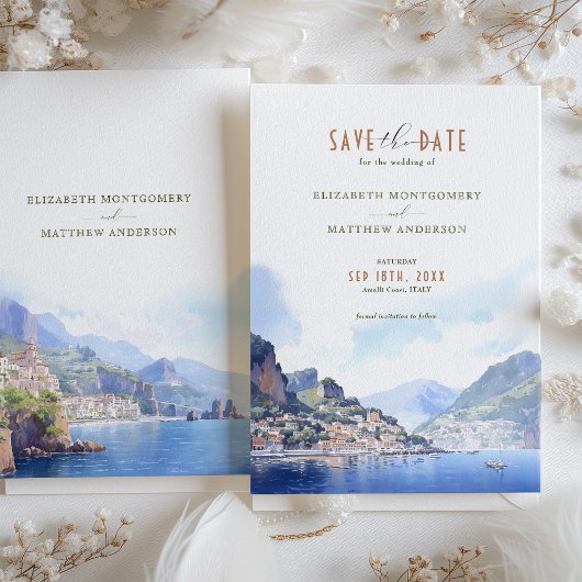 Amalfiコーストイタリアの目的地の日付を保存 招待状