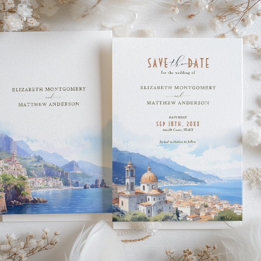 Amalfiコーストイタリアの目的地の日付を保存 招待状