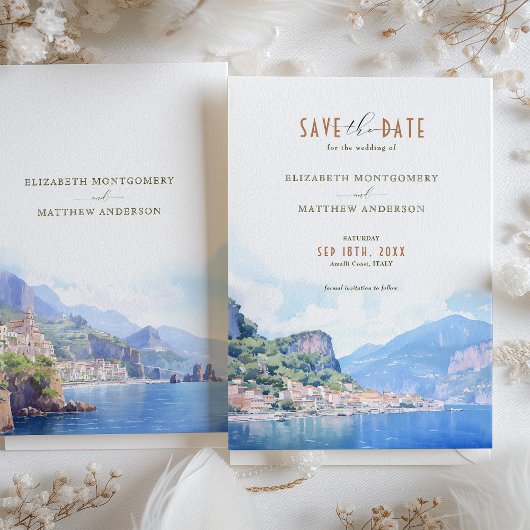 Amalfiコーストイタリアの目的地の日付を保存 招待状