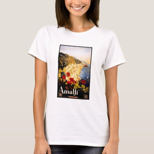 Amalfiビンテージの旅行ポスター Tシャツ (正面)