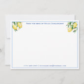 Amalfiレモンヴィンテージブルータイルシャワーサンキュー ノートカード (正面)