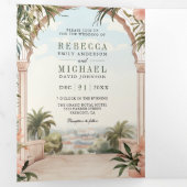 Amalfi地中海のコーストQRコー結婚ド 三つ折り招待状 (内部最初)