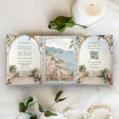 Amalfi地中海のコーストQRコー結婚ド 三つ折り招待状