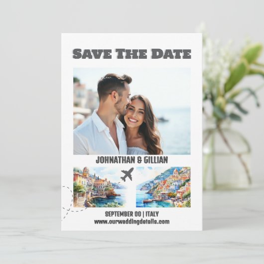 Amalfi海岸目的地の結婚式の日付を保存 セーブザデート (スタンド正面)