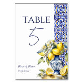 Amalfi青いイタリアンタイルのレモンのテーブル番号 テーブルナンバー (裏面)