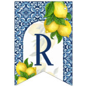 Amalfi青いタイルのレモンの花嫁7文字の名前にする バンティングフラッグ (第2の旗)