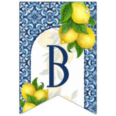 Amalfi青いタイルのレモンの花嫁7文字の名前にする バンティングフラッグ (第1の旗)