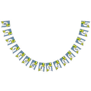 Amalfi青いタイルはミッ恋しく思ズにレモン7文字の名前 バンティングフラッグ