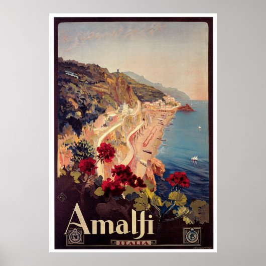 Amalfi,イタリアのヴィンテージ旅行ポスター ポスター (正面)