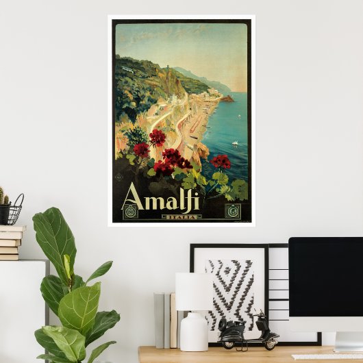 Amalfi，イタリアのヴィンテージ旅行ポスター ポスター (ホームオフィス)