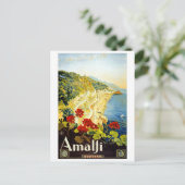 "Amalfi"ヴィンテージ旅行ポスターポストカード ポストカード (スタンド正面)
