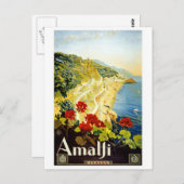 "Amalfi"ヴィンテージ旅行ポスターポストカード ポストカード (正面/裏面)