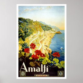 "Amalfi"ヴィンテージ旅行ポスター ポスター