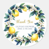 Amalfi Ciao Baby Thank You Stickers | Lemon Wreath ラウンドシール (正面)