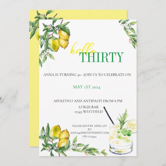 Amalfi Citrus Invitation - Birthday 招待状 (正面/裏面)