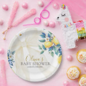 Amalfi Citrus Tile Lemon Mediterranean Baby Shower ペーパープレート (パーティー)