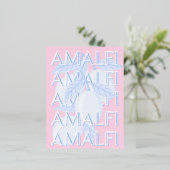 Amalfi Coast，イタリア，トラベルアート名門私立校風の, 箔シーズンポストカード (立ち正面)