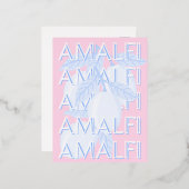 Amalfi Coast，イタリア，トラベルアート名門私立校風の, 箔シーズンポストカード (正面/裏面)