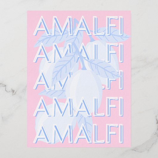 Amalfi Coast，イタリア，トラベルアート名門私立校風の, 箔シーズンポストカード (正面)