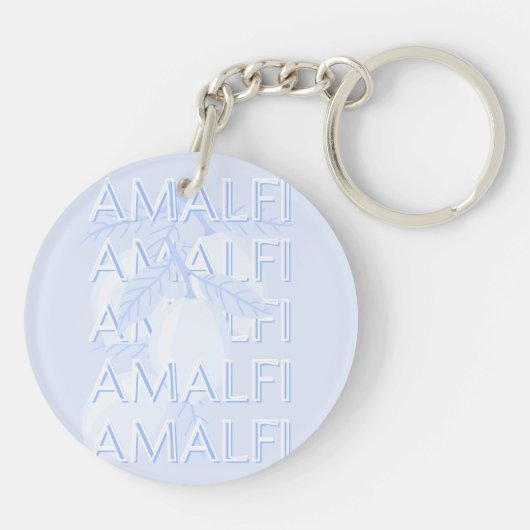 Amalfi Coast,イタリア,トラベルアート,名門私立校風のブルー キーホルダー (裏面)