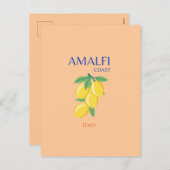 Amalfi Coast，イタリア，旅行アート，パステル，オレンジ シーズンポストカード (正面/裏面)