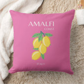 Amalfi Coast，イタリア，旅行アート，ピンク名門私立校風の, クッション (ブランケット)