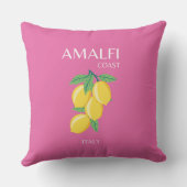 Amalfi Coast，イタリア，旅行アート，ピンク名門私立校風の, クッション (裏面)