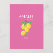 Amalfi Coast，イタリア，旅行アート，ピンク名門私立校風の, シーズンポストカード (正面)