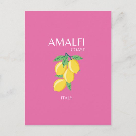 Amalfi Coast，イタリア，旅行アート，ピンク名門私立校風の, シーズンポストカード (正面)