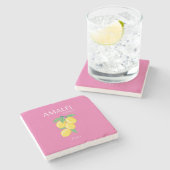 Amalfi Coast，イタリア，旅行アート，ピンク名門私立校風の, ストーンコースター (横)