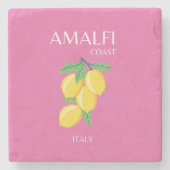 Amalfi Coast,イタリア,旅行アート,ピンク名門私立校風の, ストーンコースター (正面)
