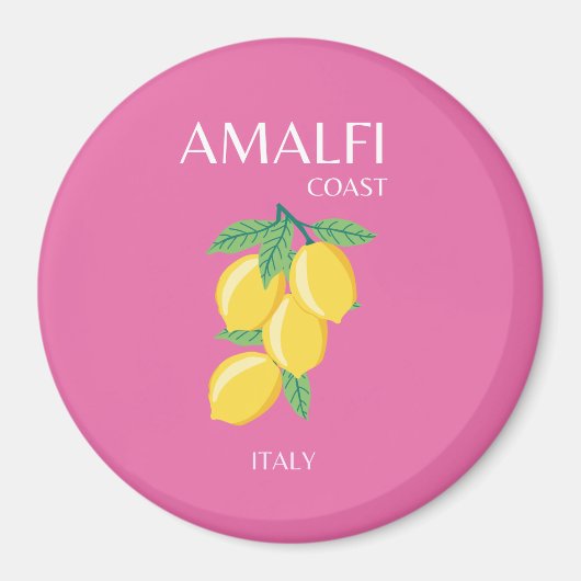 Amalfi Coast，イタリア，旅行アート，ピンク名門私立校風の, マグネット (正面)