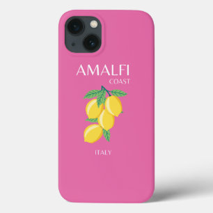 Amalfi Coast,イタリア,旅行アート,ピンク名門私立校風の, iPhone 13ケース