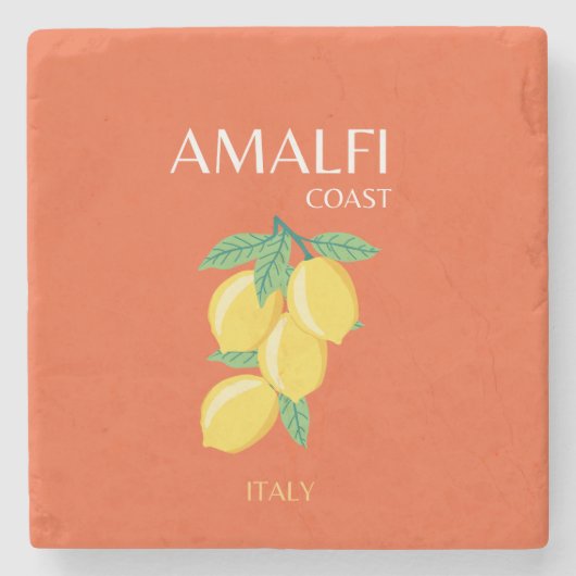 Amalfi Coast，イタリア，旅行アート，レトロ，オレンジ ストーンコースター (正面)