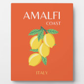Amalfi Coast,イタリア,旅行アート,レトロ,オレンジ フォトプラーク (正面)