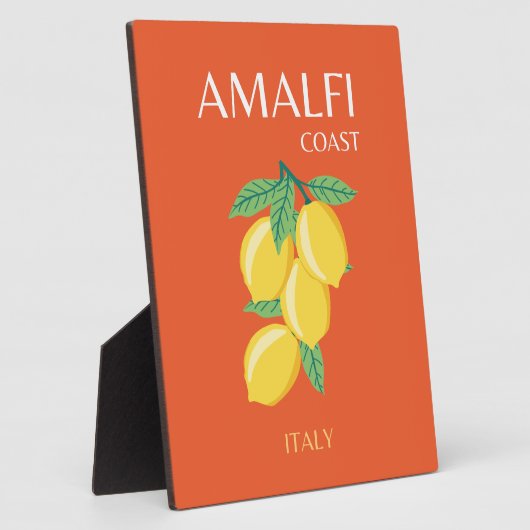 Amalfi Coast,イタリア,旅行アート,レトロ,オレンジ フォトプラーク (側面)