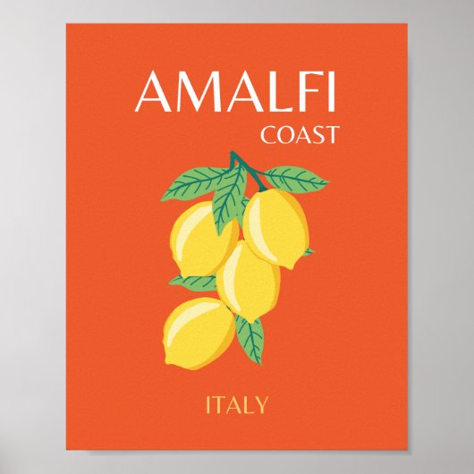Amalfi Coast，イタリア，旅行アート，レトロ，オレンジ ポスター (正面)