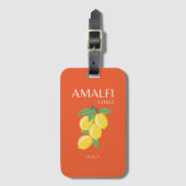 Amalfi Coast,イタリア,旅行アート,レトロ,オレンジ ラゲッジタグ (正面縦)