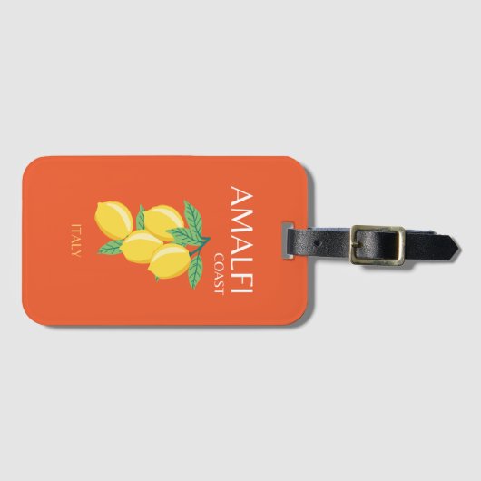 Amalfi Coast,イタリア,旅行アート,レトロ,オレンジ ラゲッジタグ (正面横)