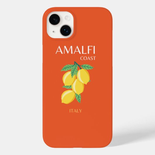 Amalfi Coast，イタリア，旅行アート，レトロ，オレンジ Case-Mate iPhoneケース (裏面)