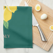 Amalfi Coast,イタリア,旅行アート,レトロ,緑 キッチンタオル (四つ折り)