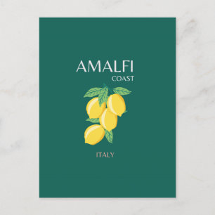 Amalfi Coast,イタリア,旅行アート,レトロ,緑 シーズンポストカード