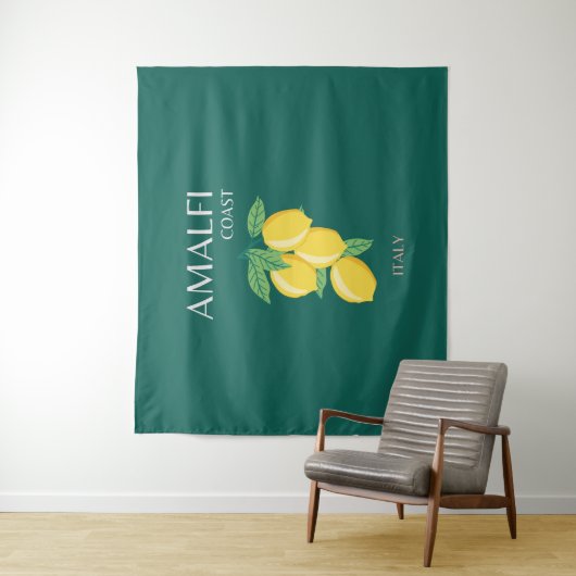Amalfi Coast,イタリア,旅行アート,レトロ,緑 タペストリー (インサイチュ)